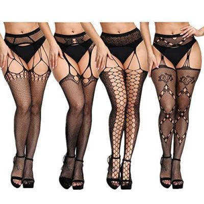 DOIAESKV Plus Size Womens Sexy Lace Patterned Tights Fishnet Floral Stockings...